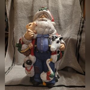 Vintage Festive Santa Figurine with Animals
